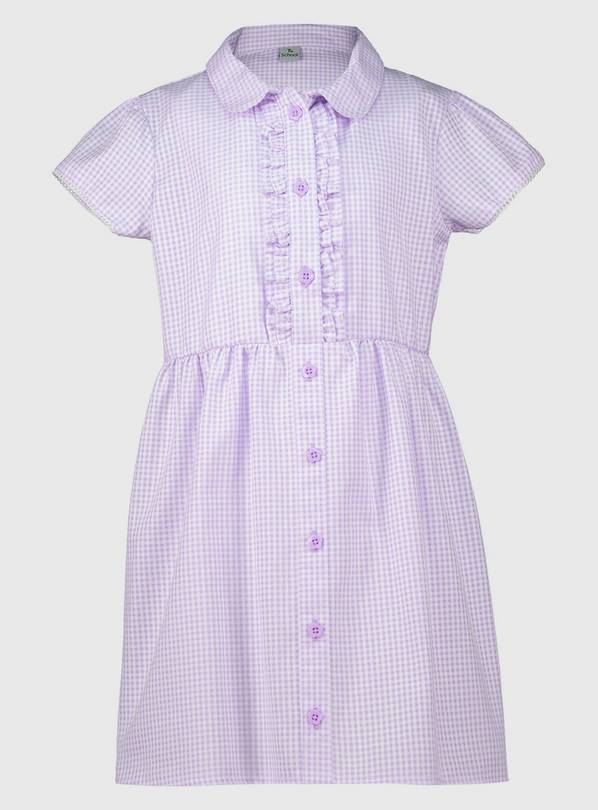 Lilac Generous Fit Gingham Plus Fit School Dress - 6 years