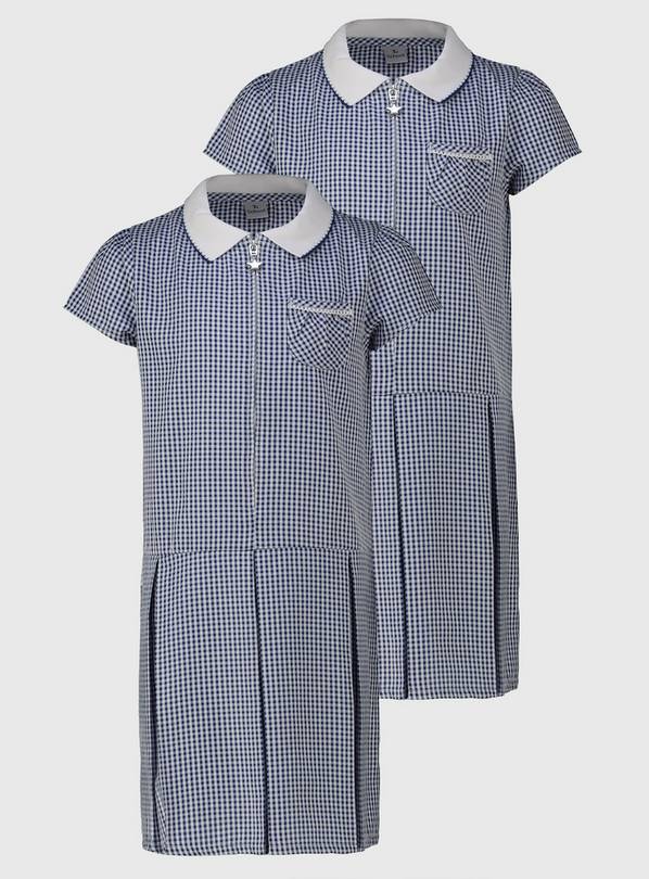 Buy Navy Sporty Gingham Dress 2 Pack - 6 years | School dresses and ...