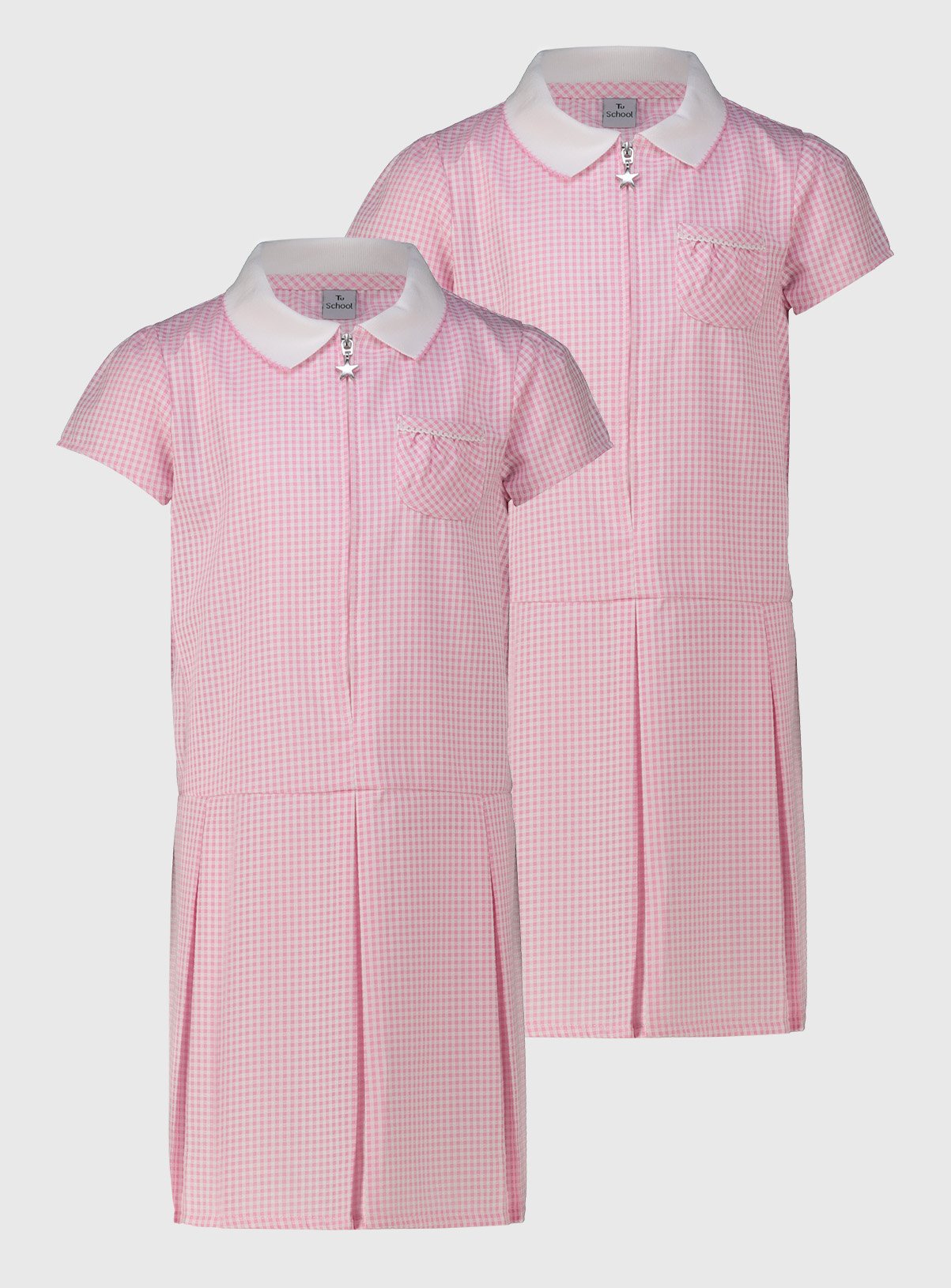 2 Pack Sporty Pink Pleated Gingham Dress 3 years - Image 1 thumbnail