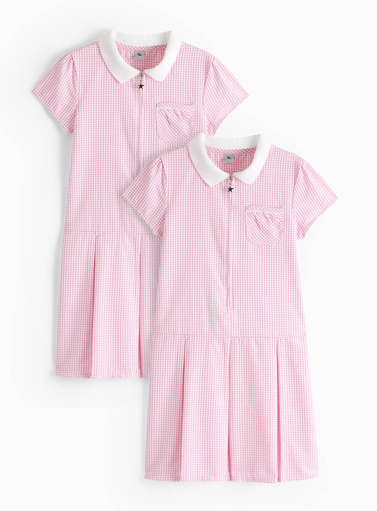 2 Pack Sporty Pink Pleated Gingham Dress 9 years - Image 1