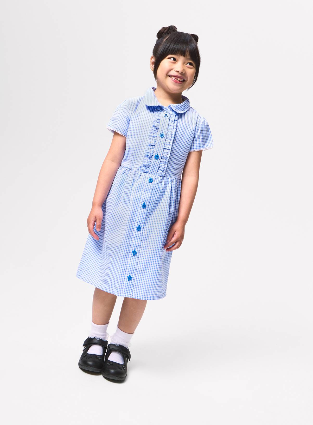 Blue Gingham Cotton Blend Back Bow Dress 2 Pack 4 years - Image 2