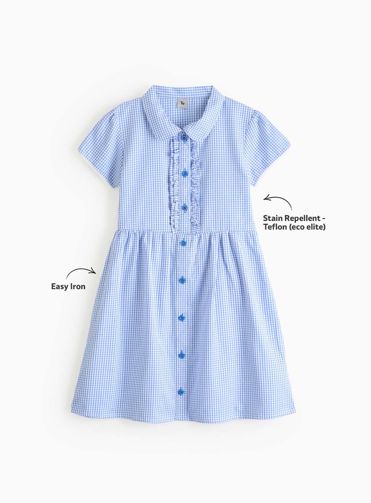 Blue Gingham Cotton Blend Back Bow Dress 2 Pack 4 years - Image 3 thumbnail