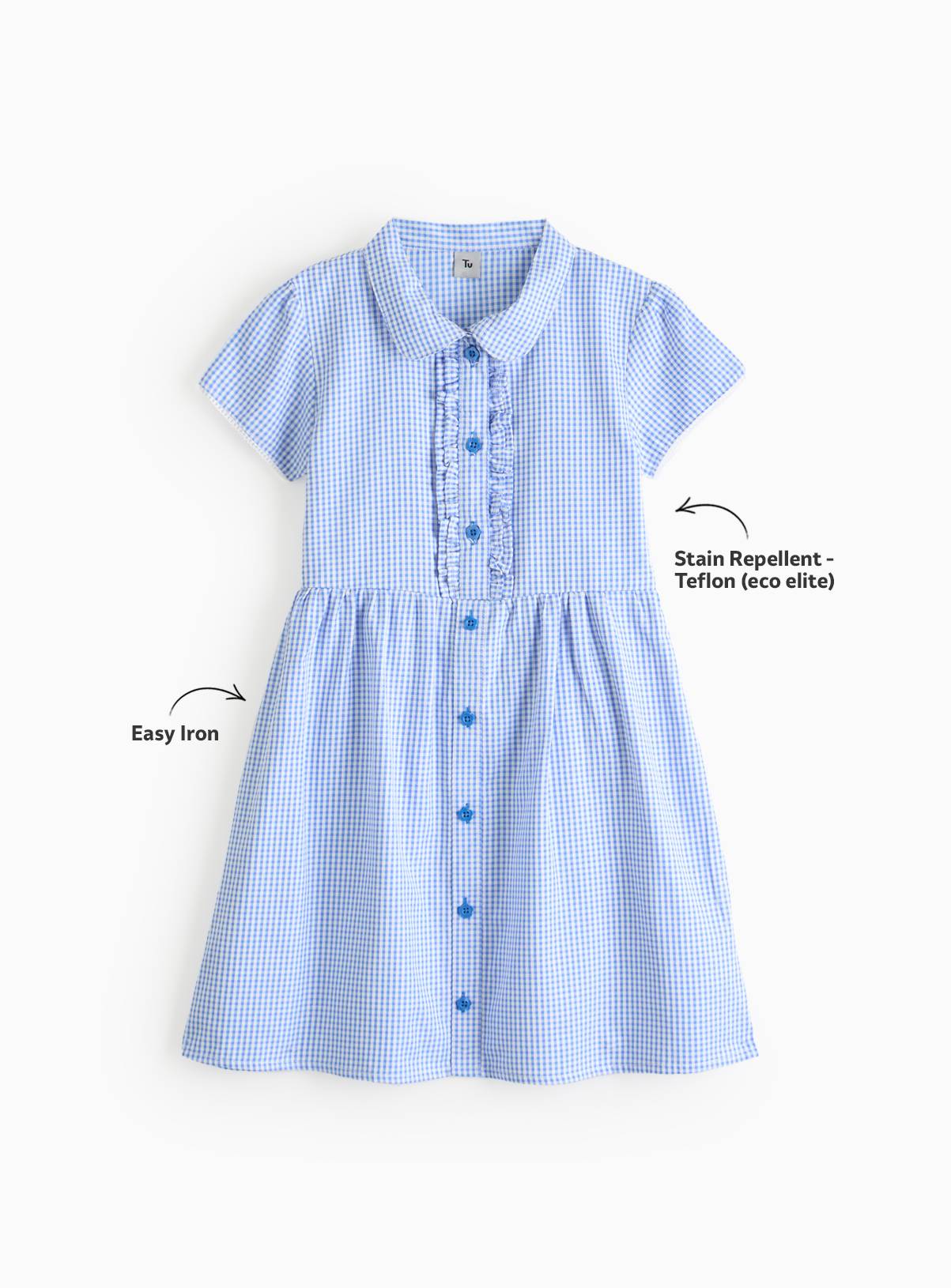 Blue Gingham Cotton Blend Back Bow Dress 2 Pack 4 years - Image 3