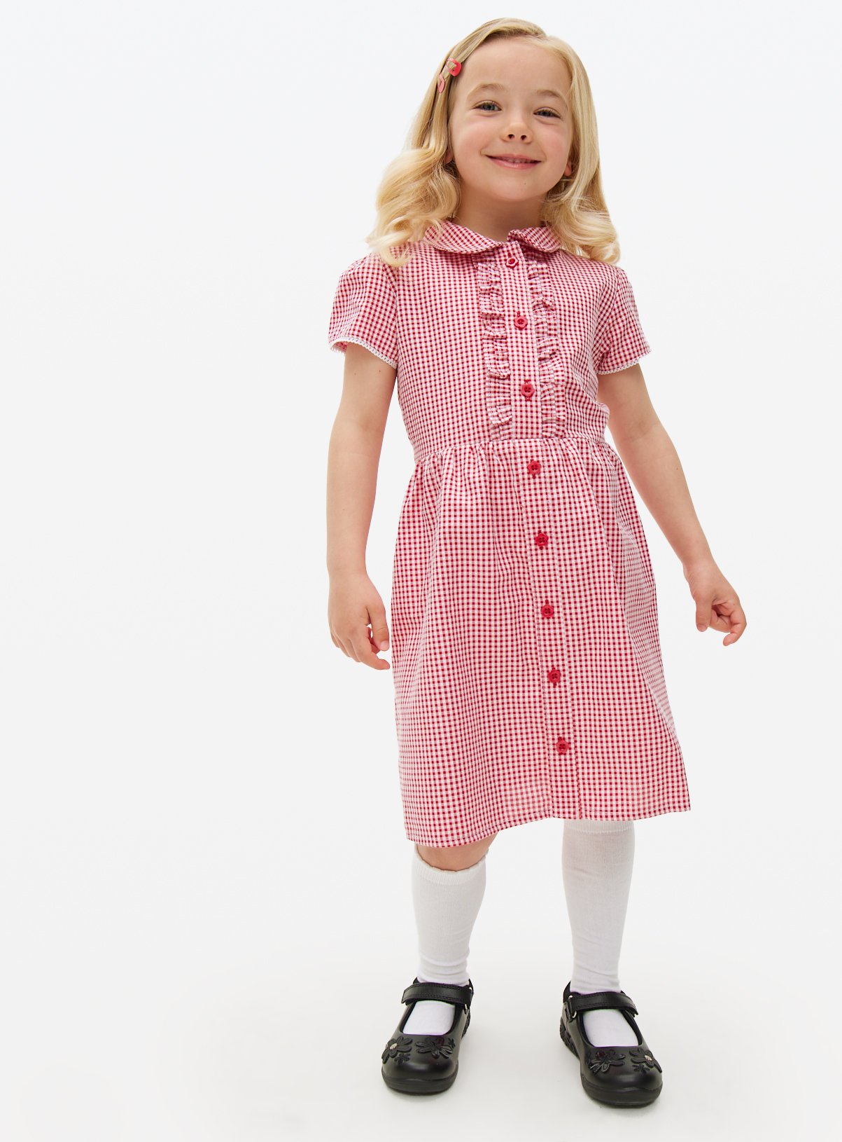 open lace back dress Red Girls Dress (The Kensington) Pillar Box Red – Britannical main image 1