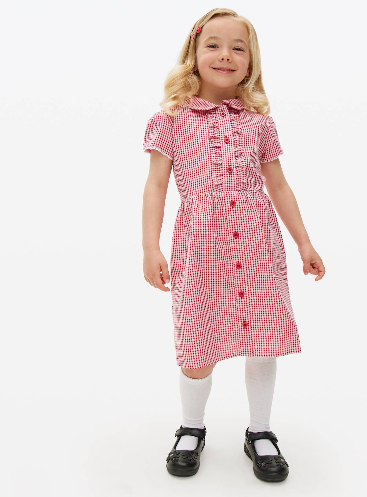 Red Gingham Cotton Blend Back Bow Dress 2 Pack 5 years - Image 2