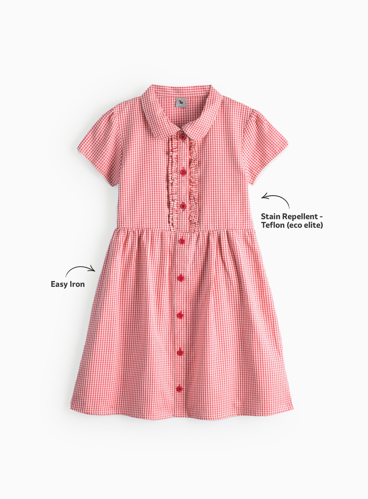 Red Gingham Cotton Blend Back Bow Dress 2 Pack 5 years - Image 3 thumbnail