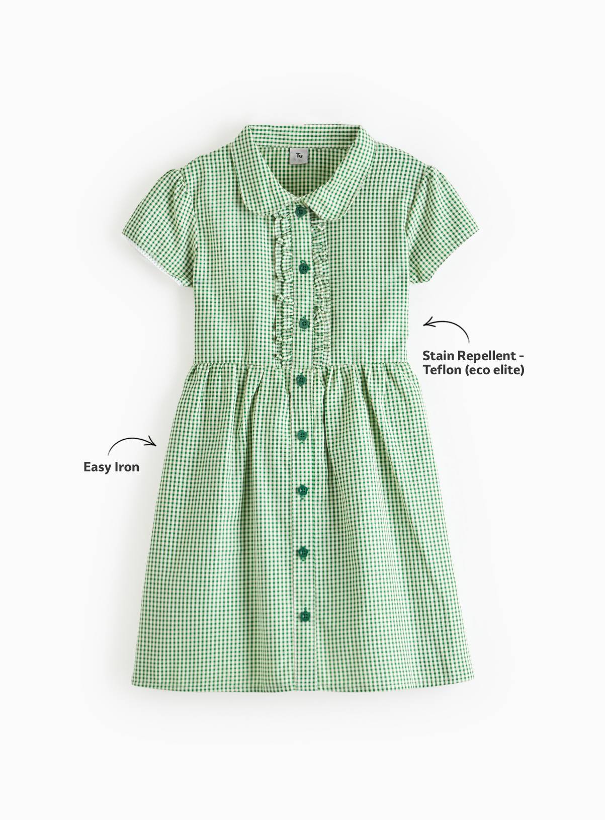 Green Gingham Cotton Blend Back Bow Dress 2 Pack 5 years - Image 2