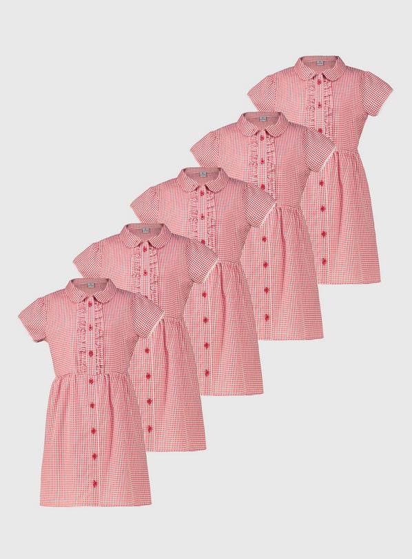 Red Gingham Ruffle School Dress 5 Pack 12 years