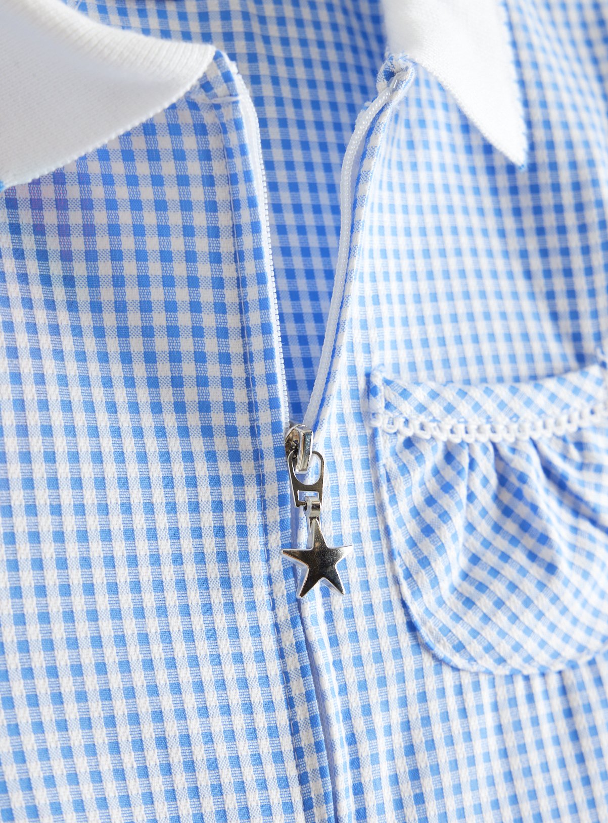 Blue Gingham Cotton Blend Sporty Pleated Dress 2 Pack 7 years - Image 3 thumbnail