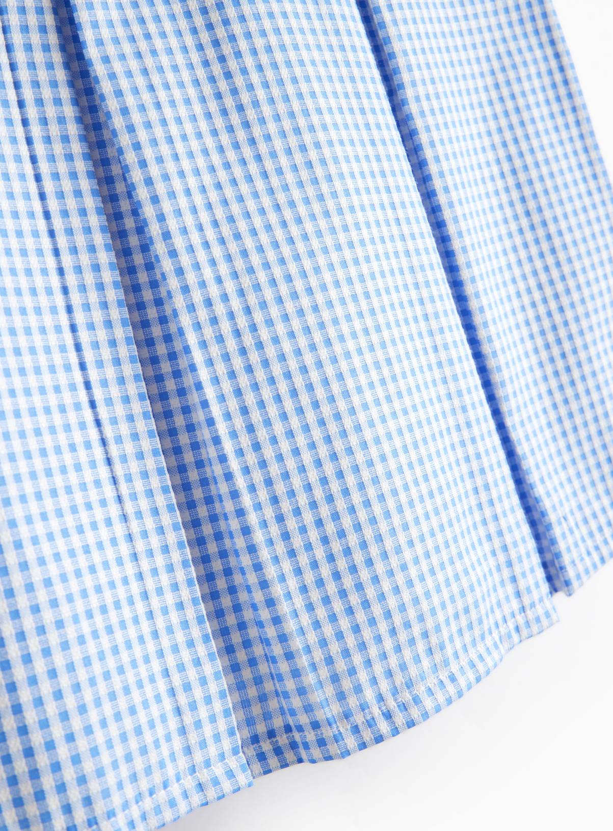 Blue Gingham Cotton Blend Sporty Pleated Dress 2 Pack 7 years - Image 5
