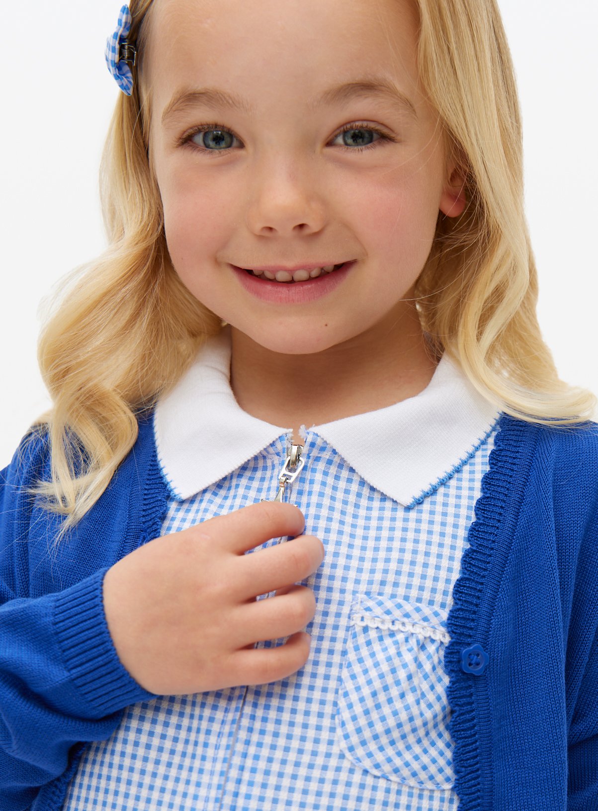Blue Gingham Cotton Blend Sporty Pleated Dress 2 Pack 7 years - Image 6 thumbnail