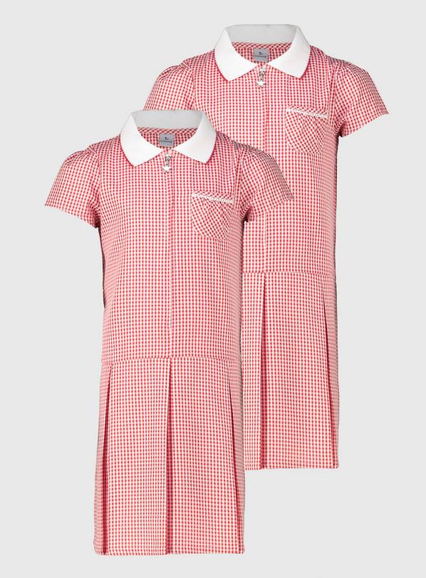Red Sporty Gingham Dress 2 Pack - 8 years
