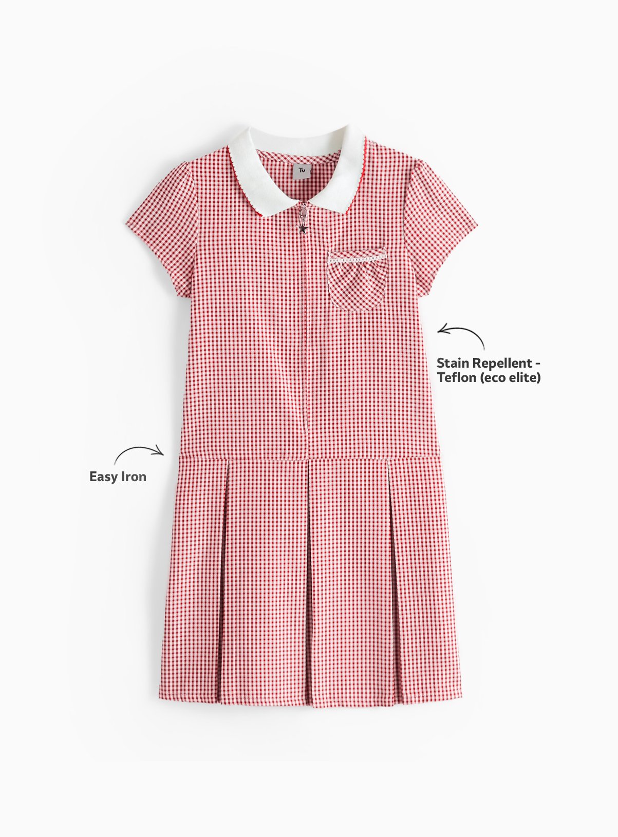 Red Gingham Cotton Blend Pleated Sporty Dress 2 Pack 13 years - Image 2 thumbnail