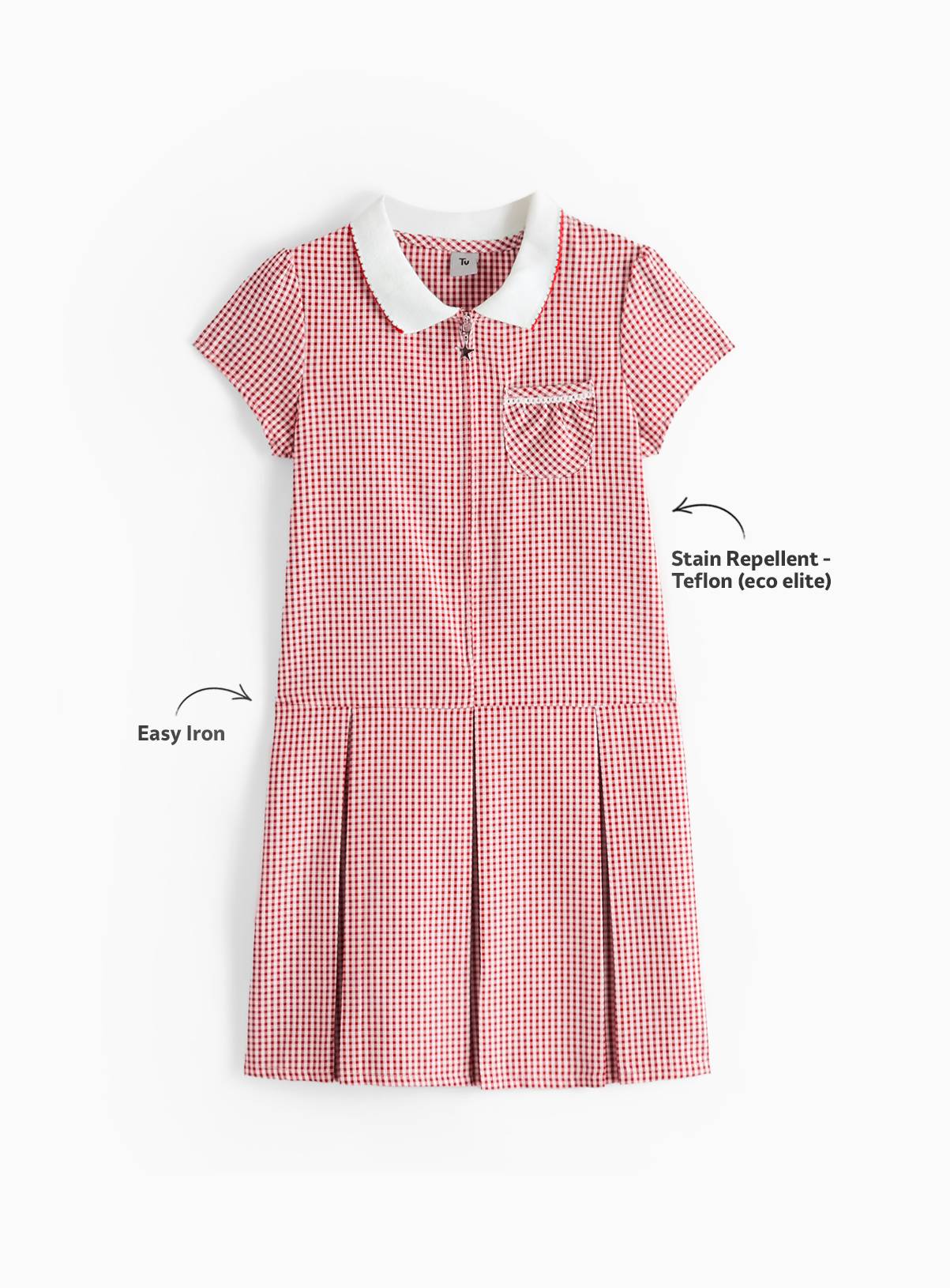 Red Gingham Cotton Blend Pleated Sporty Dress 2 Pack 13 years - Image 2