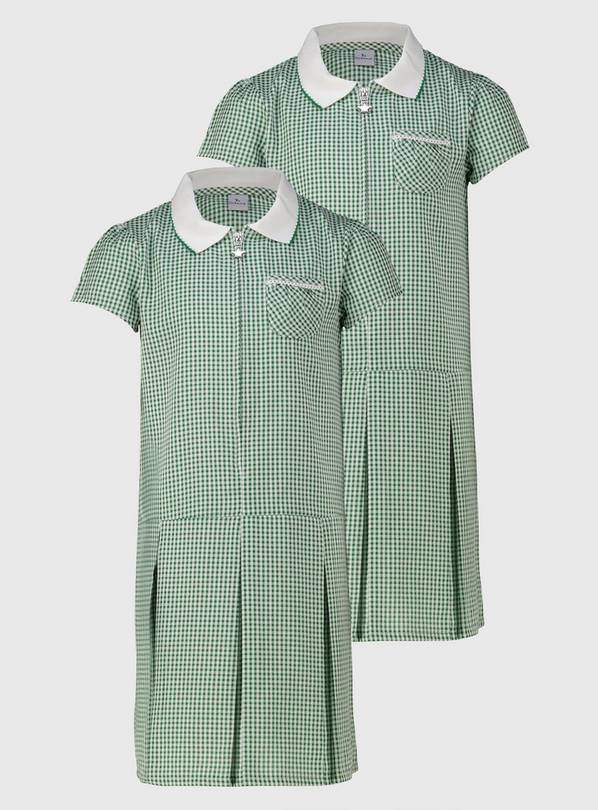 Buy Green Sporty Gingham Dress 2 Pack 7 years | School dresses | Tu