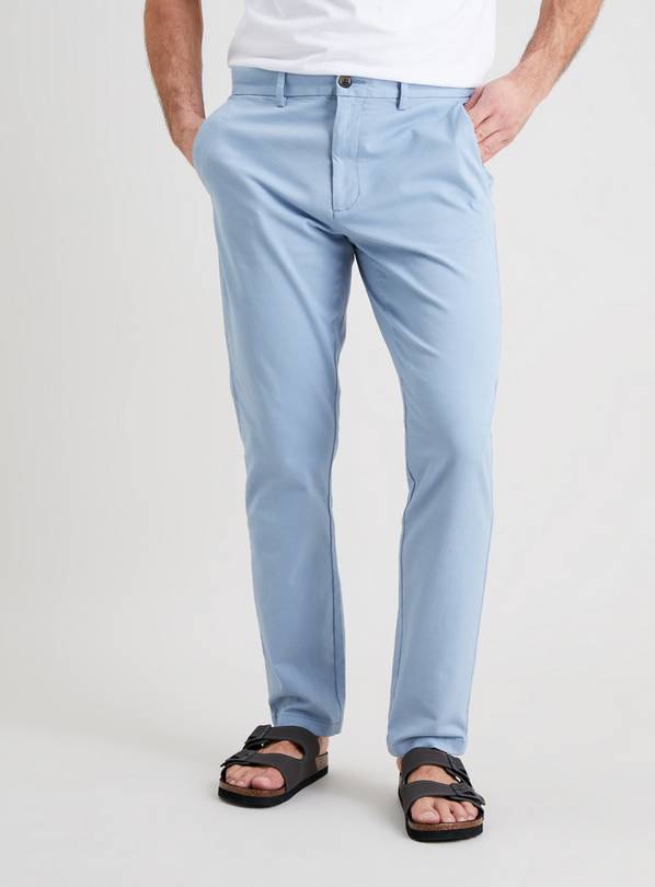 Buy Pale Blue Slim Leg Chinos With Stretch 36L Trousers Tu