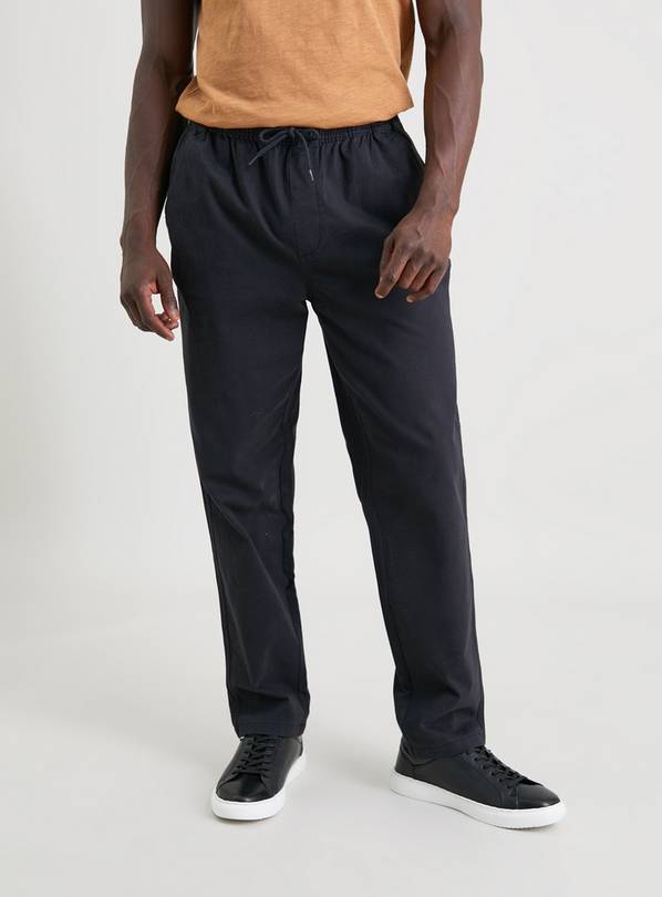 Buy Black Chino Pull On Trousers With Stretch XXL, Trousers