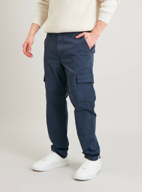 Buy Navy Twill Cargo Trousers - 32R | Trousers | Argos