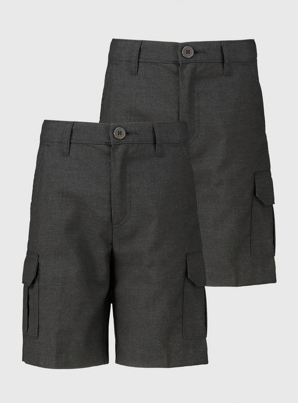 Buy Grey Cargo School Shorts 2 Pack - 13 years | School shorts | Tu