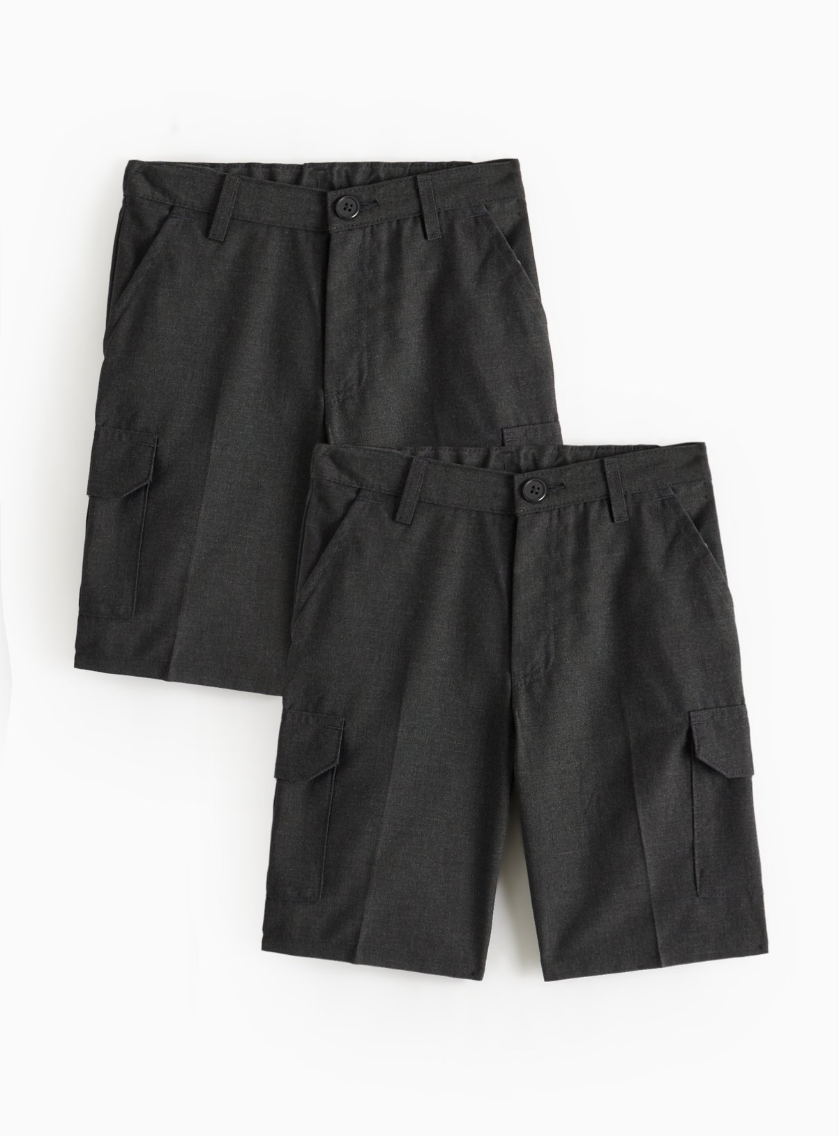 Grey Polyester Cargo Shorts 2 Pack 10 years - Image 1 thumbnail