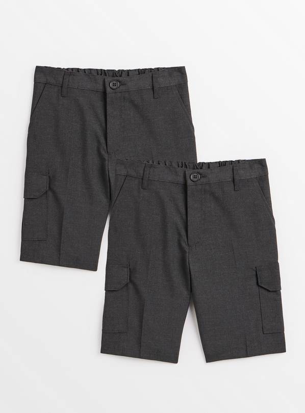 Grey Cargo School Shorts 2 Pack 7 years