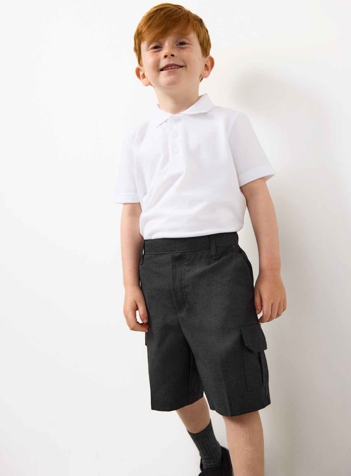 Grey Polyester Cargo Shorts 2 Pack 10 years - Image 2 thumbnail