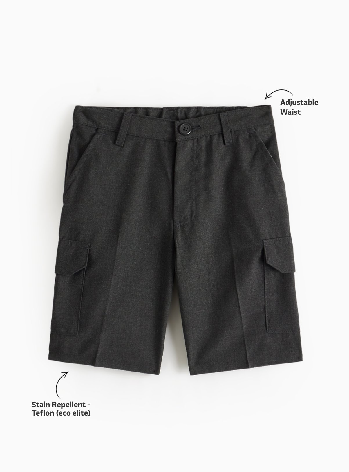 Grey Polyester Cargo Shorts 2 Pack 10 years - Image 3 thumbnail