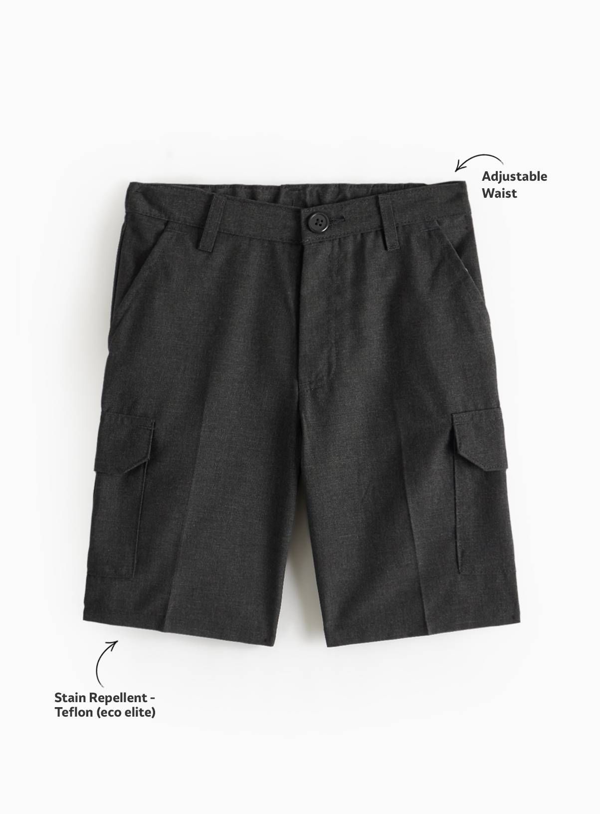 Grey Polyester Cargo Shorts 2 Pack 10 years - Image 3