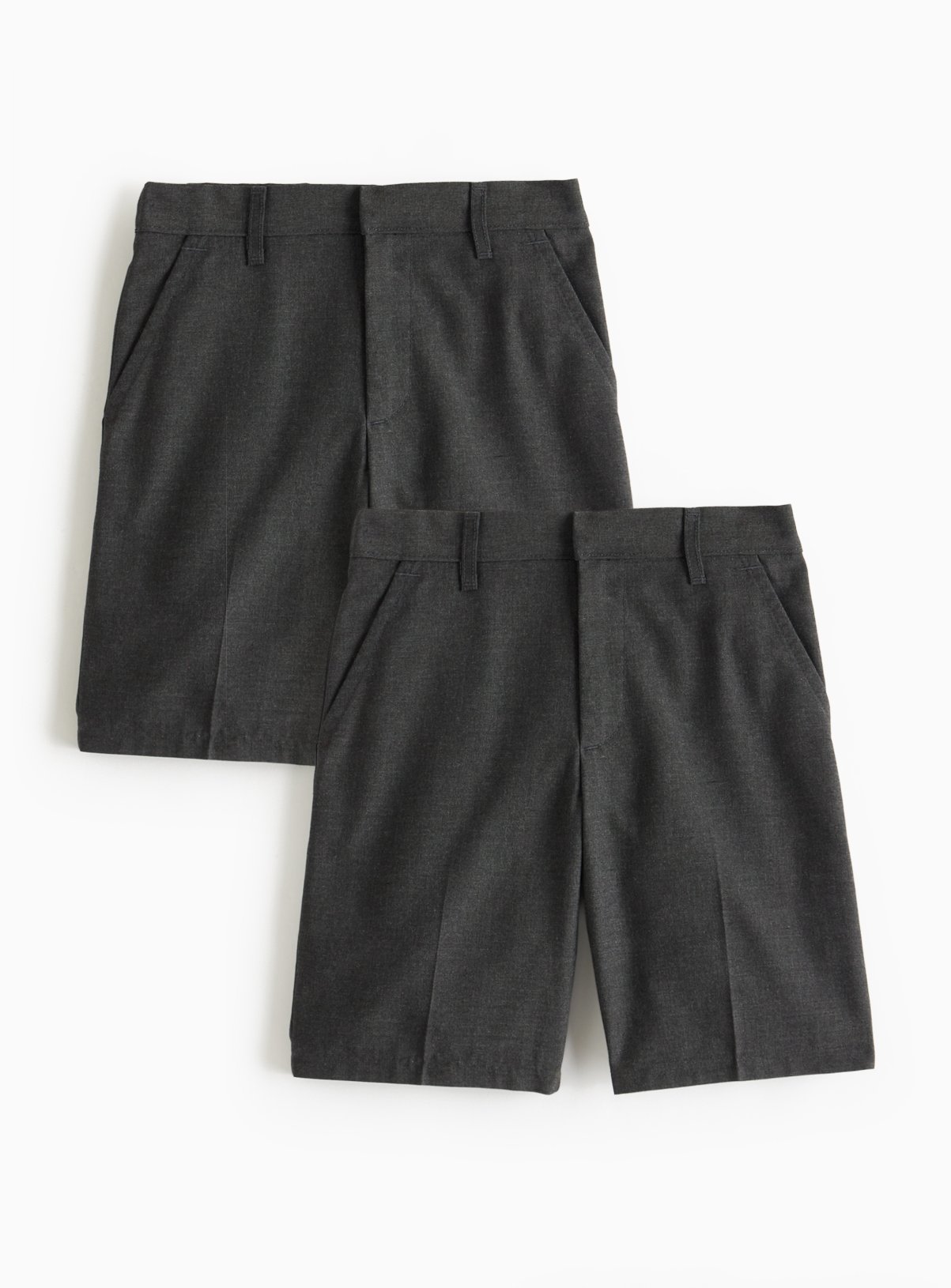 Grey Polyester Perfect Crease Classic School Shorts 2 Pack 11 years - Image 1 thumbnail