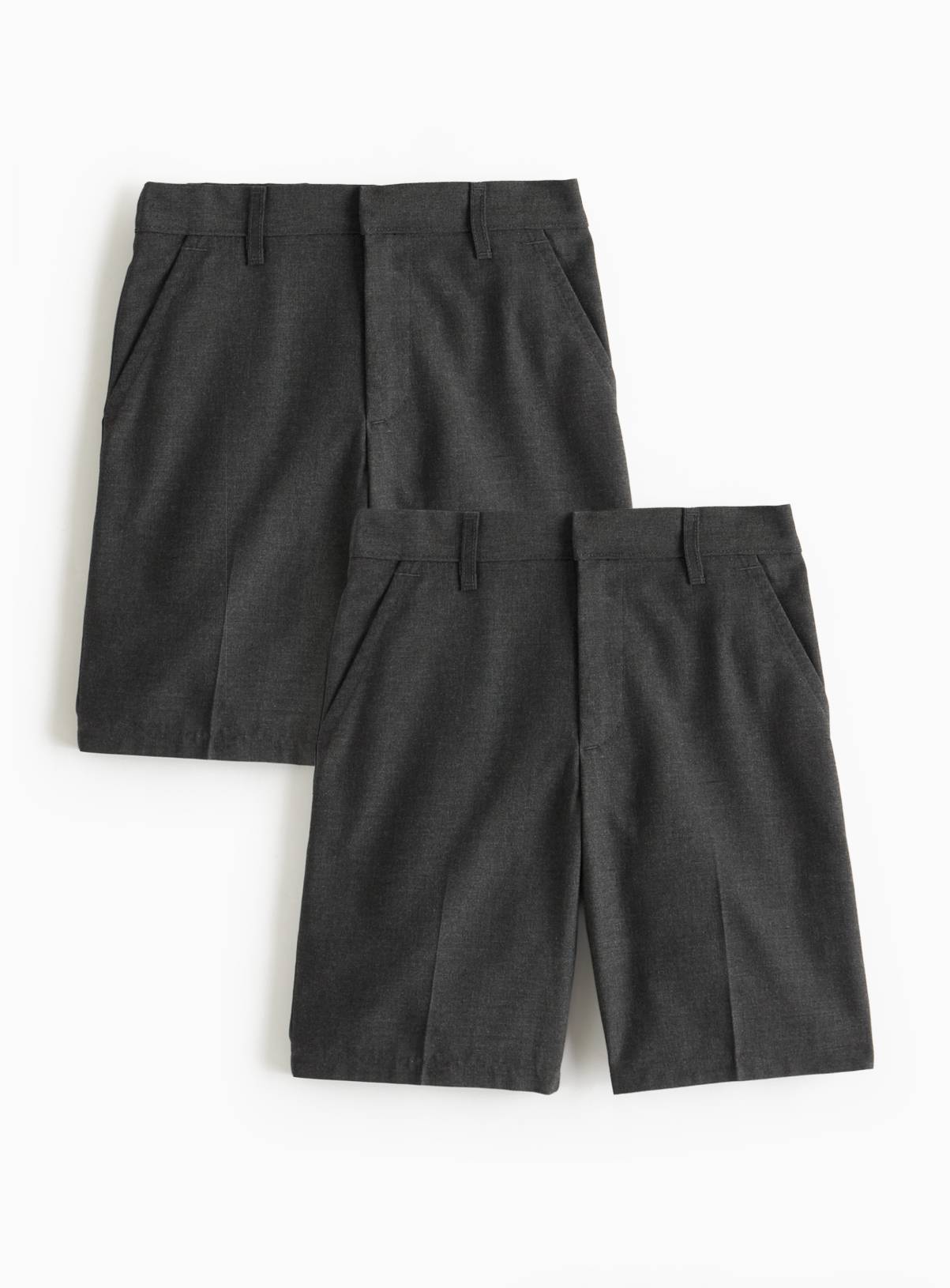 Grey Polyester Perfect Crease Classic School Shorts 2 Pack 11 years - Image 1