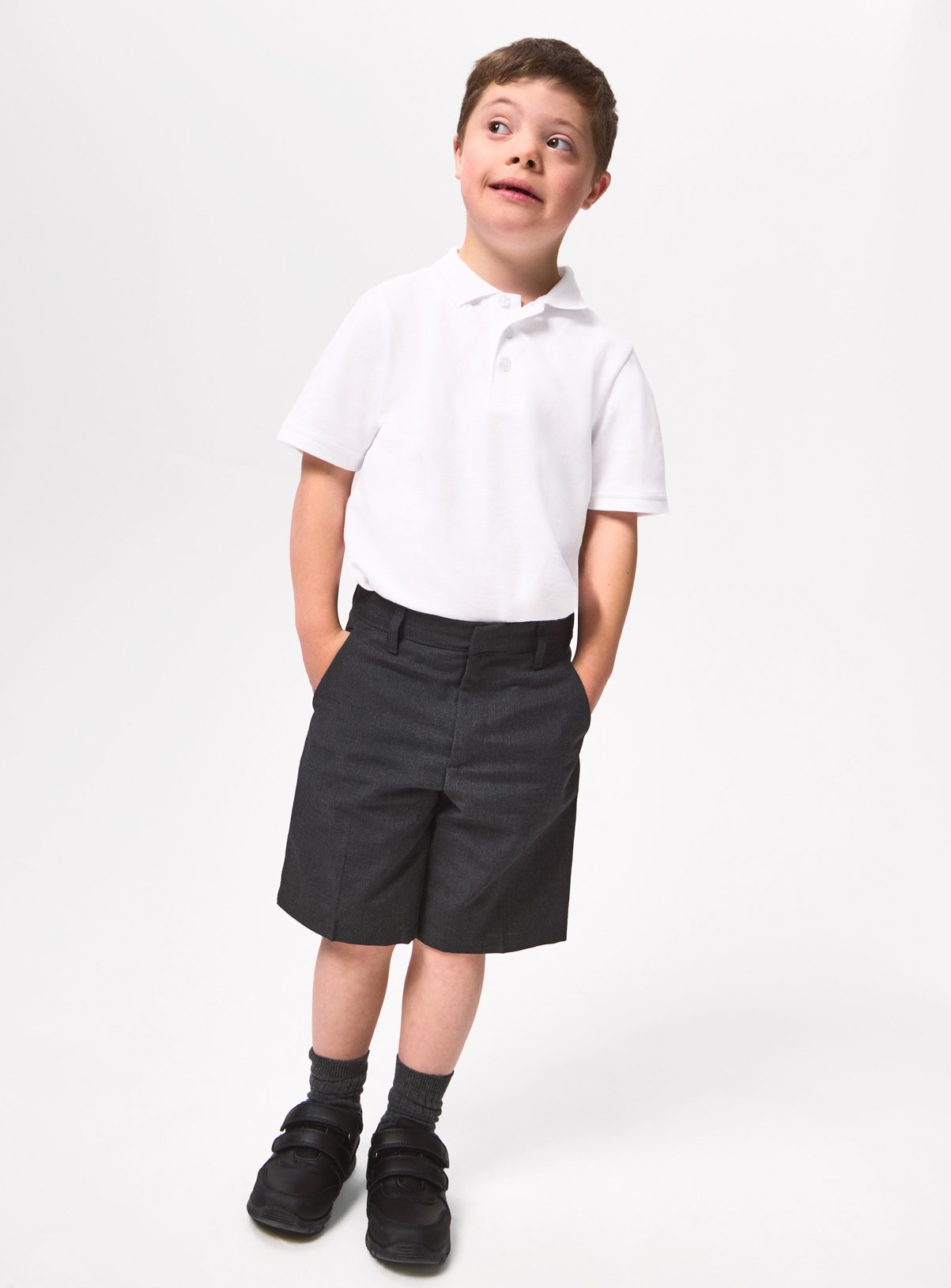 Grey Polyester Perfect Crease Classic School Shorts 2 Pack 11 years - Image 2 thumbnail