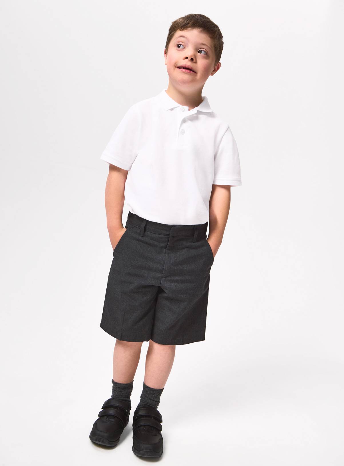 Grey Polyester Perfect Crease Classic School Shorts 2 Pack 11 years - Image 2