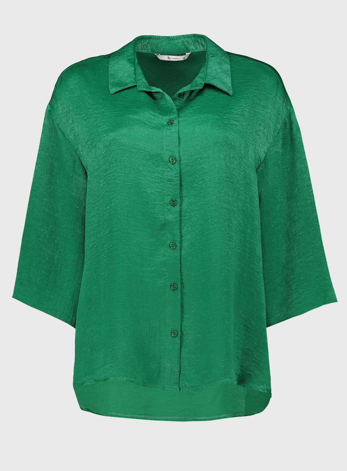 SKU: OCT G3 SATIN OVERSIZED SATIN SHIRT (PLINTH):Green:24 - Image 3