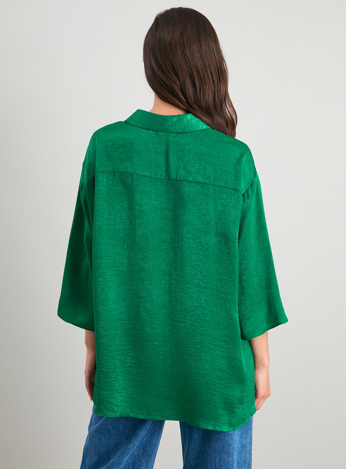 SKU: OCT G3 SATIN OVERSIZED SATIN SHIRT (PLINTH):Green:24 - Image 4 thumbnail