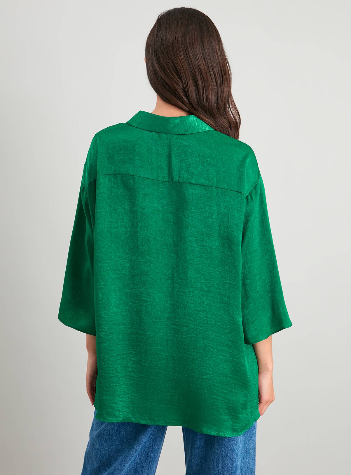 SKU: OCT G3 SATIN OVERSIZED SATIN SHIRT (PLINTH):Green:24 - Image 4