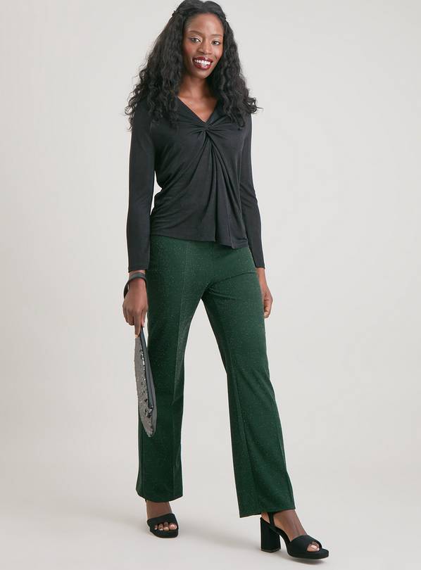 Green store flare trousers