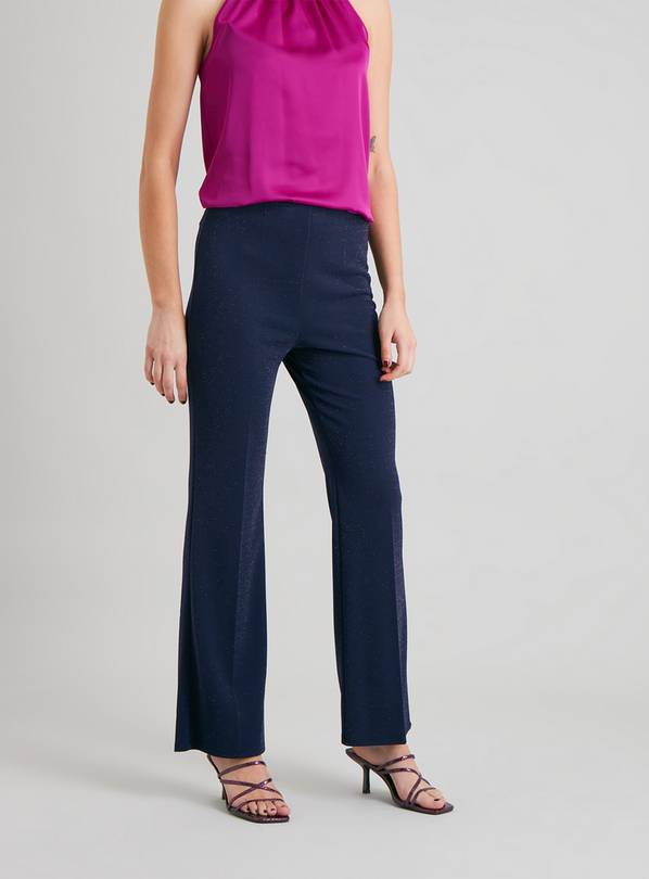 Kick It Navy Blue High-Waisted Trouser Pants