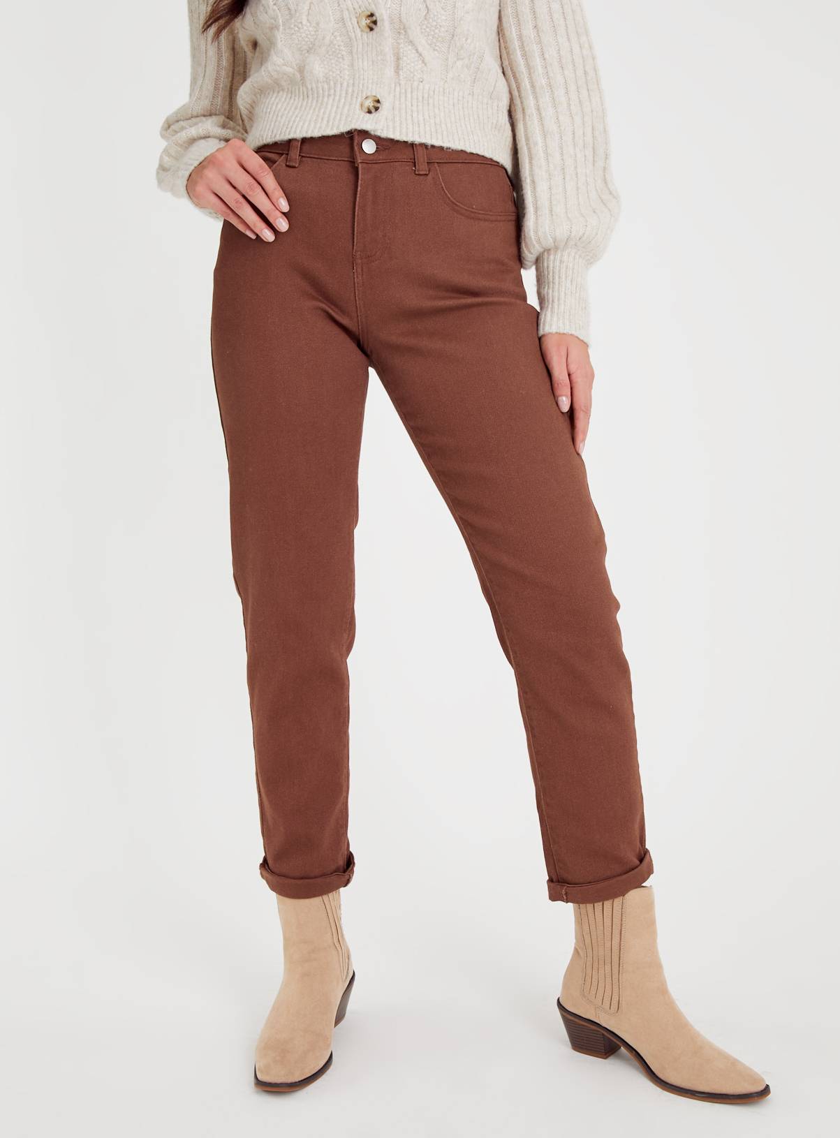 Taupe Denim Girlfriend Jeans 16 - Image 1