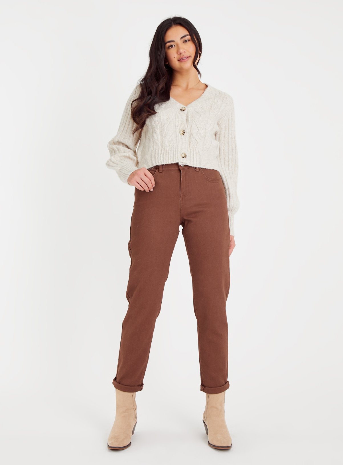 Taupe Denim Girlfriend Jeans 16 - Image 2 thumbnail