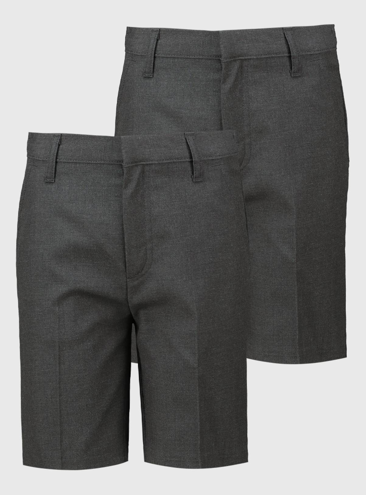 Grey Polyester Viscose Slim Fit Classic Shorts 2 Pack 12 years - Image 1
