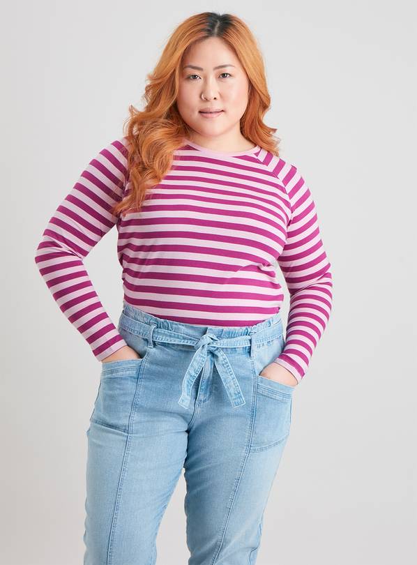 Buy Pink Stripe Raglan Sleeve T-Shirt - 18 | T-shirts | Argos