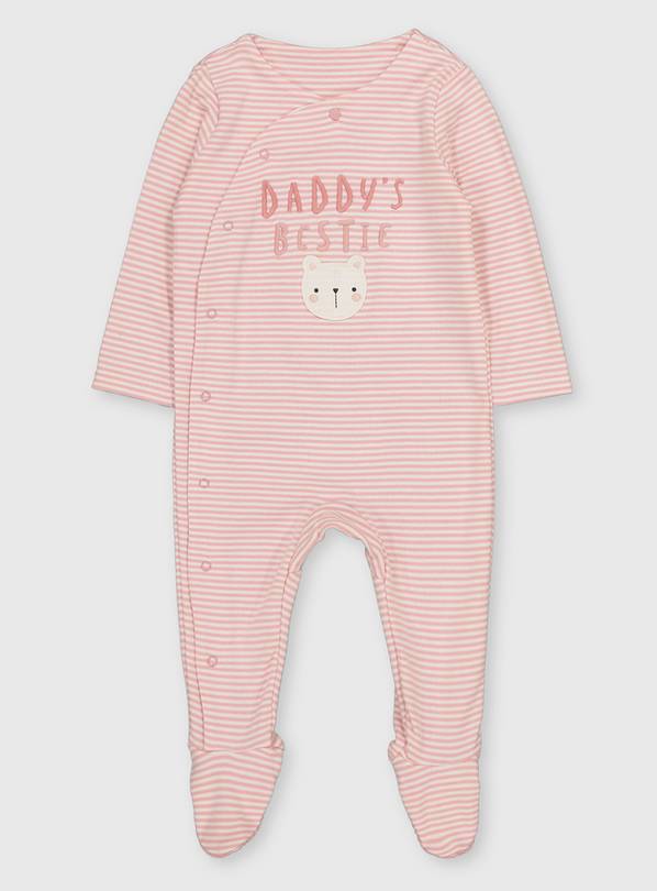 Pink Stripe Daddy's Bestie Sleepsuit Up to 3 mths