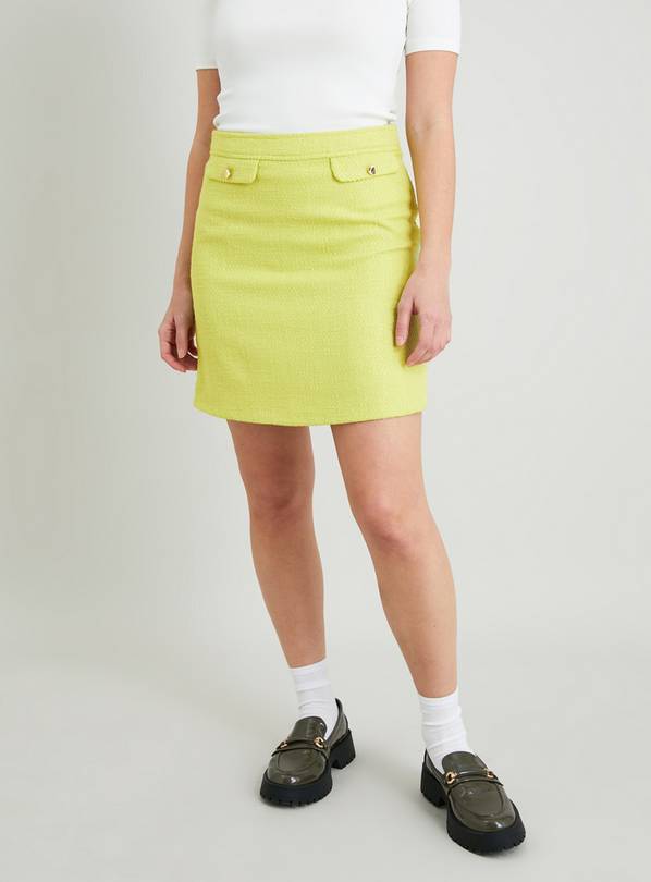 Lime green 2025 mini skirt denim