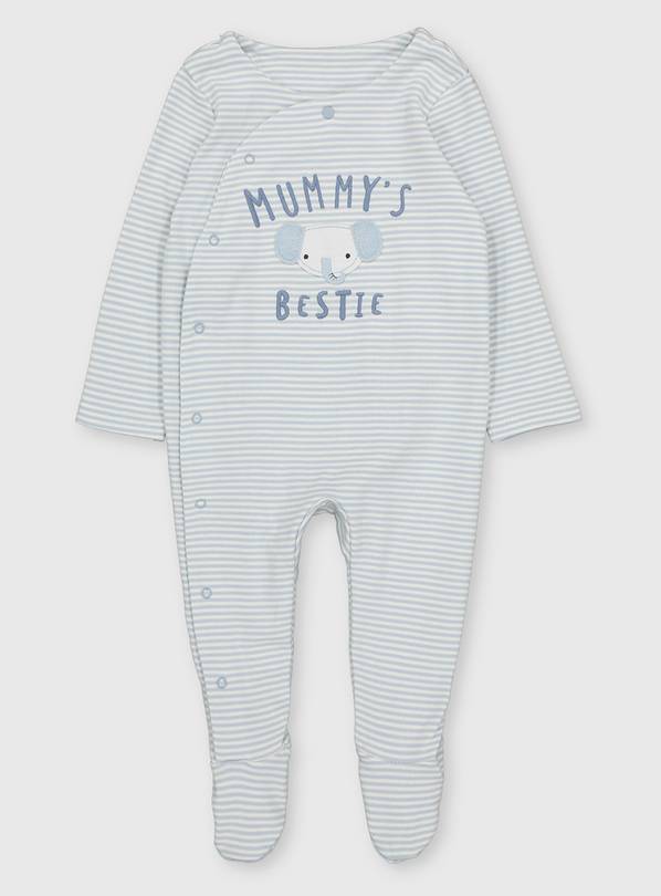 Blue Stripe Mummy's Bestie Sleepsuit Up to 1 mth