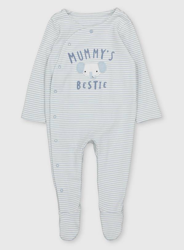 Blue Stripe Mummy's Bestie Sleepsuit - Up to 1 mth