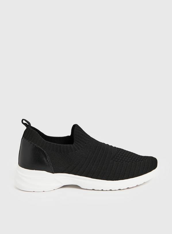 Black Knitted Slip On Trainers 4