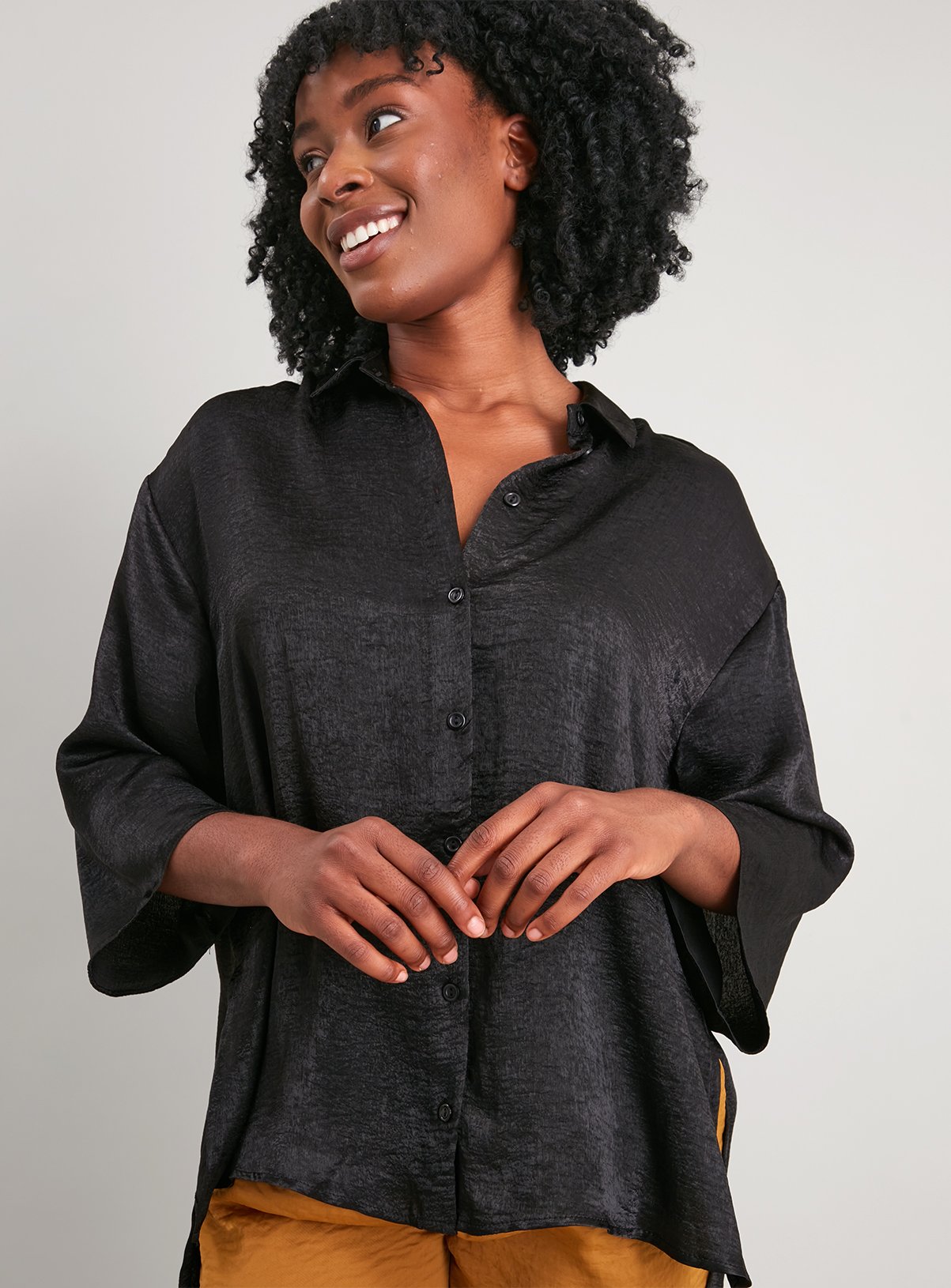 SKU: OCT G3 SATIN OVERSIZED SATIN SHIRT:Black:14 - Image 1 thumbnail