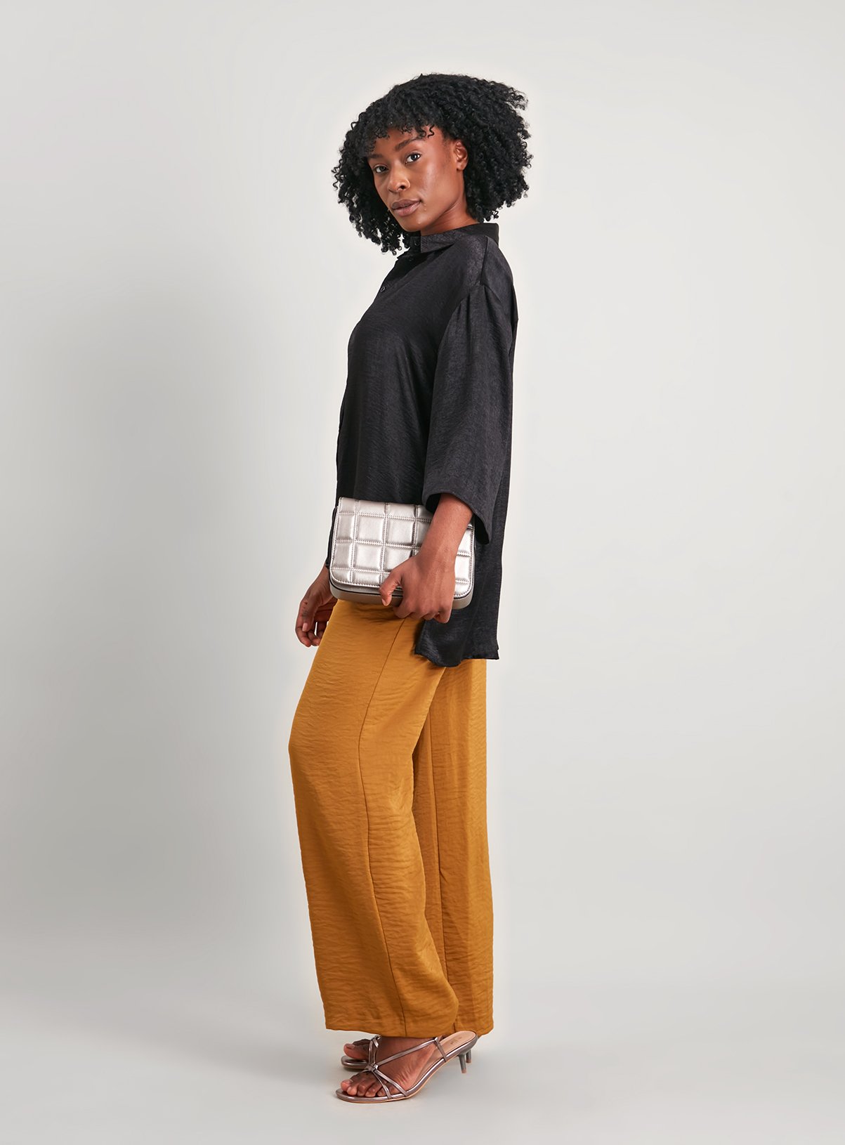 SKU: OCT G3 SATIN OVERSIZED SATIN SHIRT:Black:14 - Image 2 thumbnail