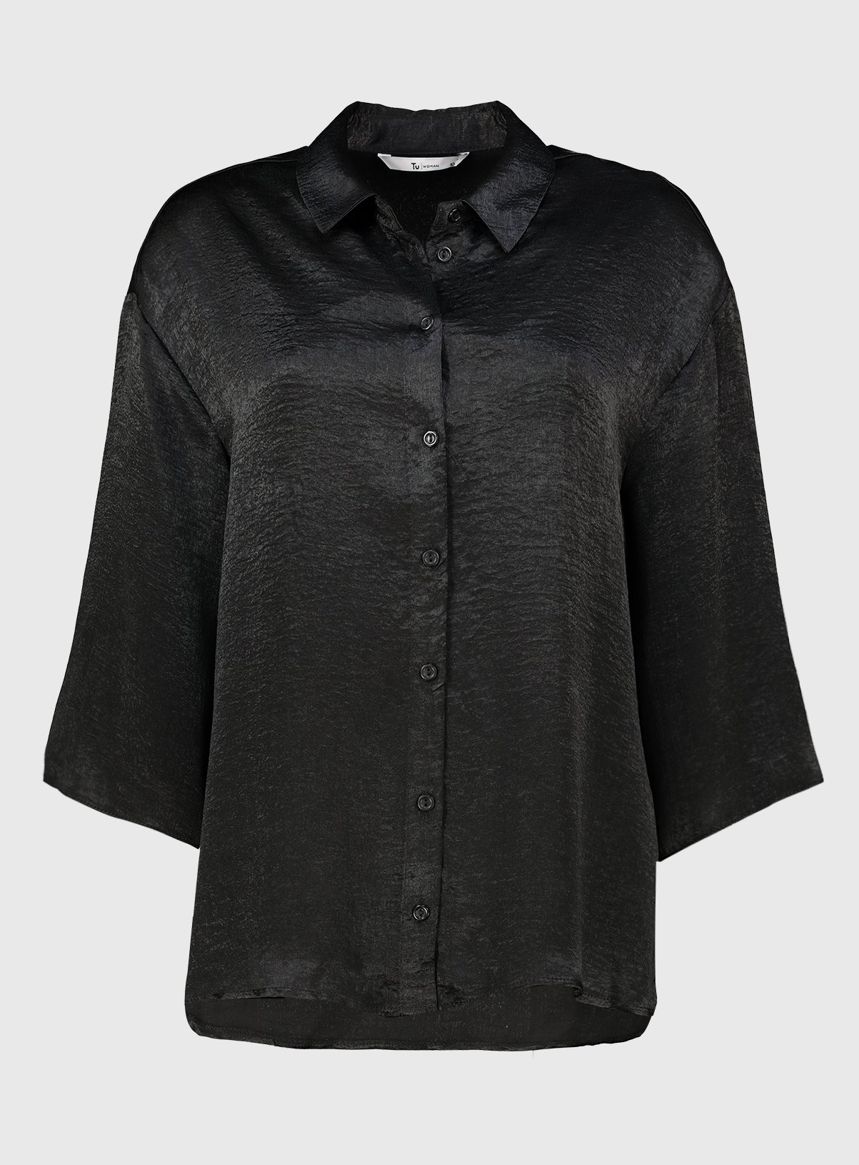 SKU: OCT G3 SATIN OVERSIZED SATIN SHIRT:Black:14 - Image 3 thumbnail