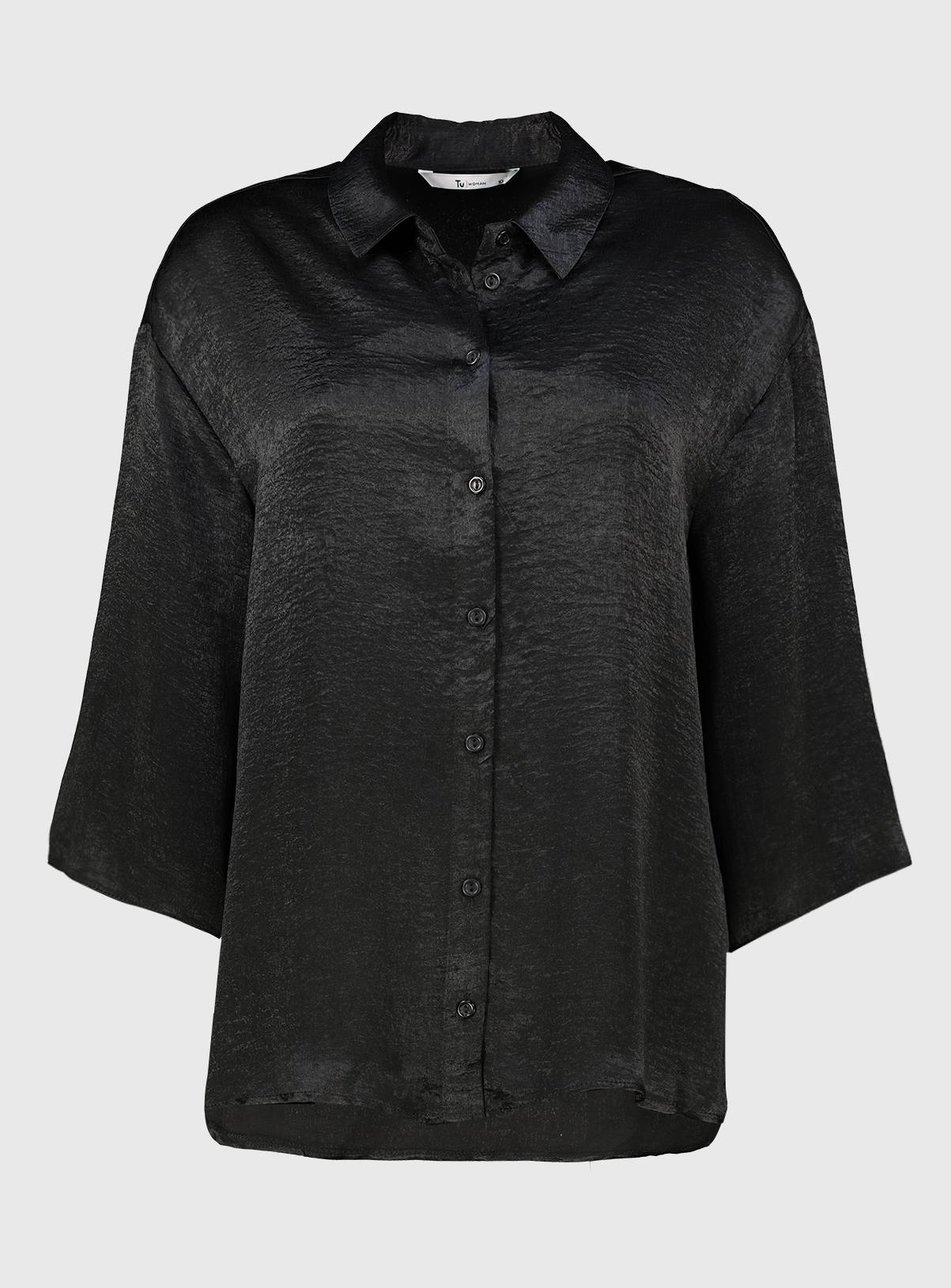 SKU: OCT G3 SATIN OVERSIZED SATIN SHIRT:Black:14 - Image 3